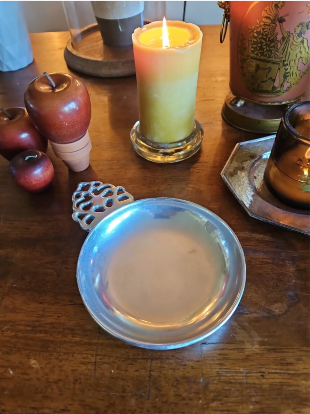 Vintage Wilton Ware Pewter Porridge Bowl Colonial Federal Revival Style 8 x 5.75